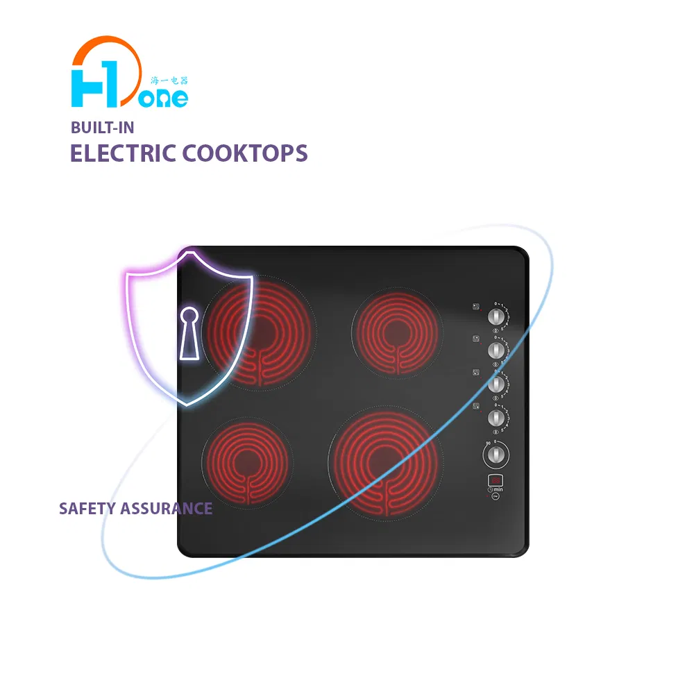 60cm Built-in Ceramic Hob with 4 Fast Heat Zones and Side Rotary Controls