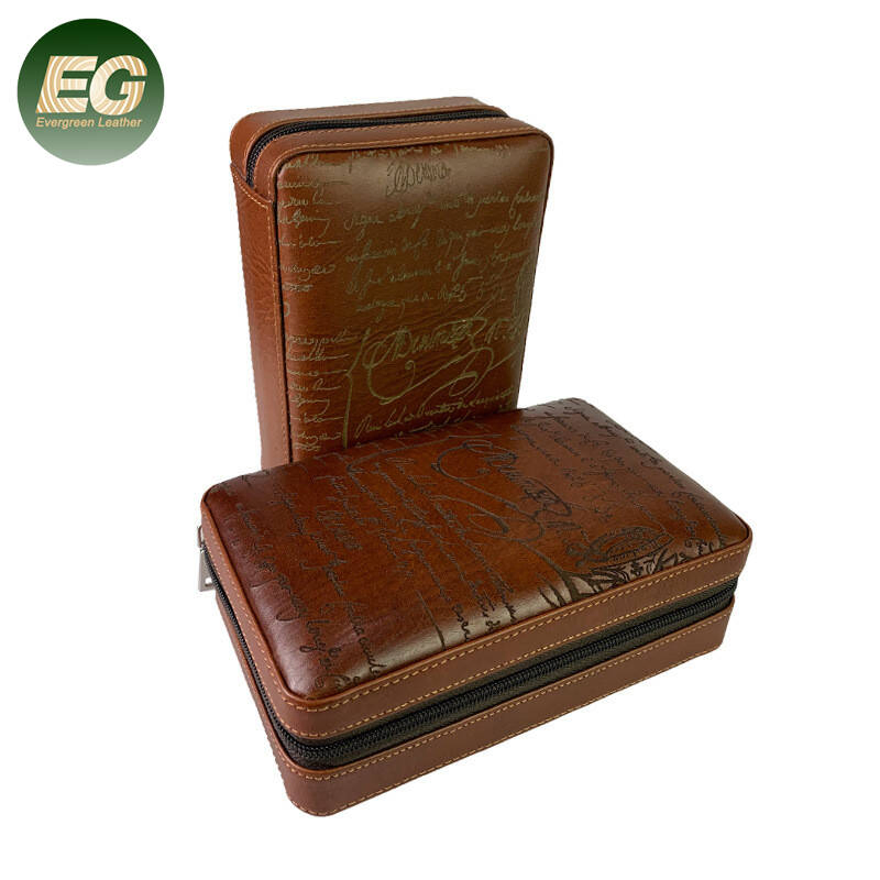 Ea434 Display Showcase Zipper Personalized Luxury Cigar Case Trave Waterproof Custom Retro and Premium Leather Carrying Cases