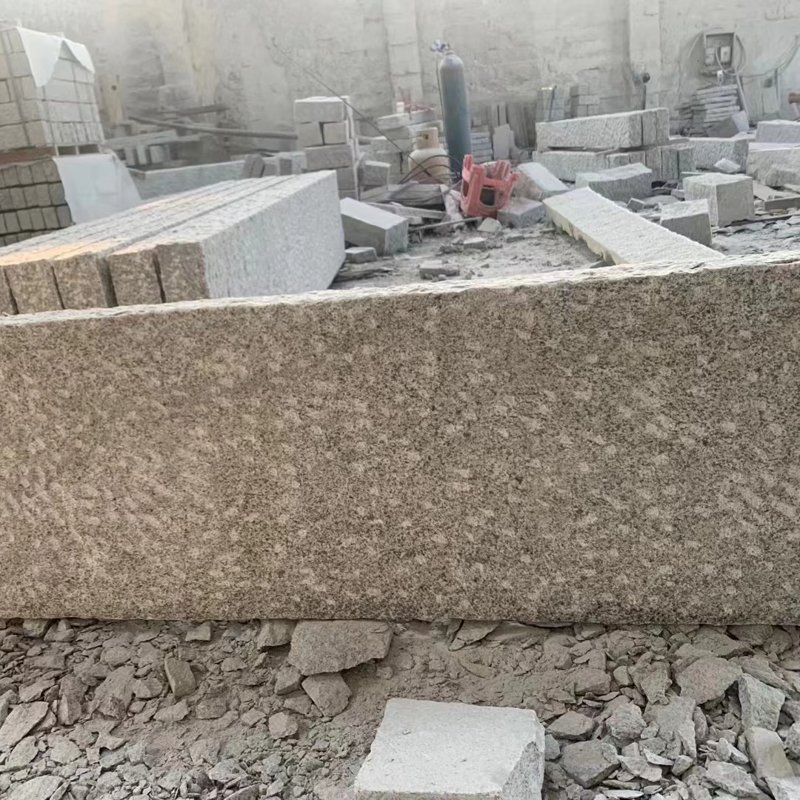 Chiseled Grey Granite Curbstone & Kerbstone Natural Grey Granite Slab Tile Project