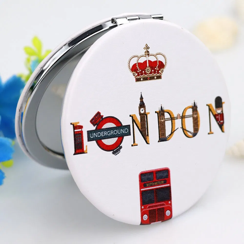 Personalized Logo Square London Souvenir Mirror Custom Mini Hand Foldable Pocket Mirror