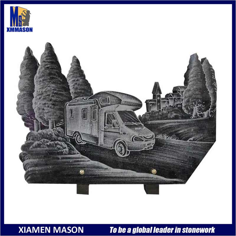 Wholesale Colorized Countryside Scenery Pattern Granite Cemetery Plaque