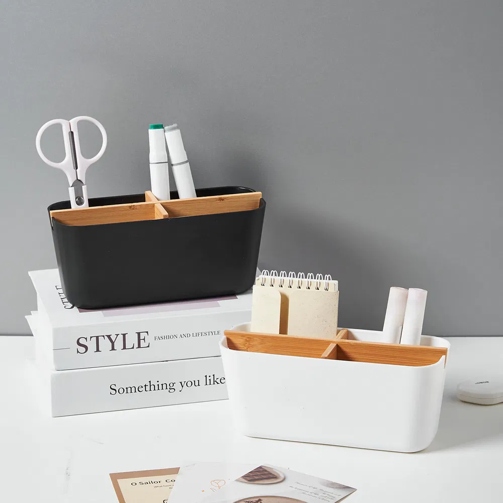 Modern Detachable Rectangle Design Bamboo Wood Desktop Organizer with Compartments