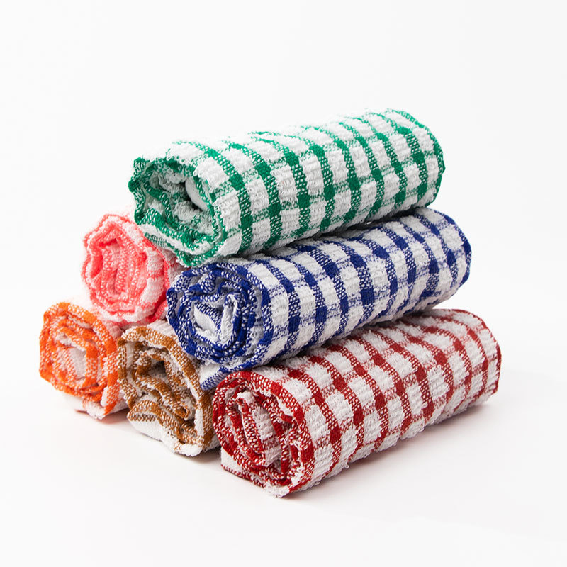 Wholesale Absorbent Cotton Jacquard Yarn-Dyed Checkered Cleaning Household Tea Towels