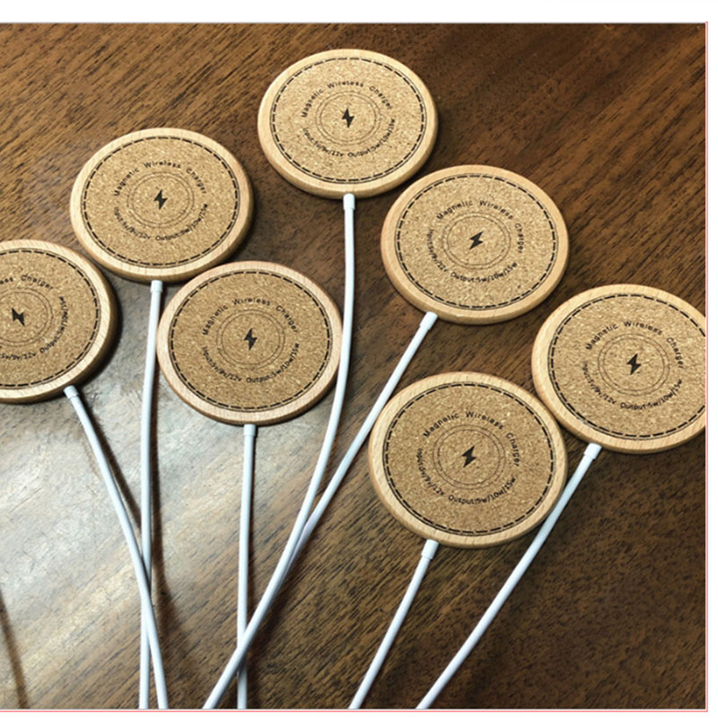 Wholesale Bamboo Round Magnetic Cell Phone Wireless Charger