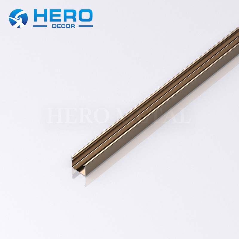 Stainless Steel Tile Trim 16mm Chrome Black Hero Decor Custom Black Metal U Shape Ceramic Floor Edge Strip for Bathroom