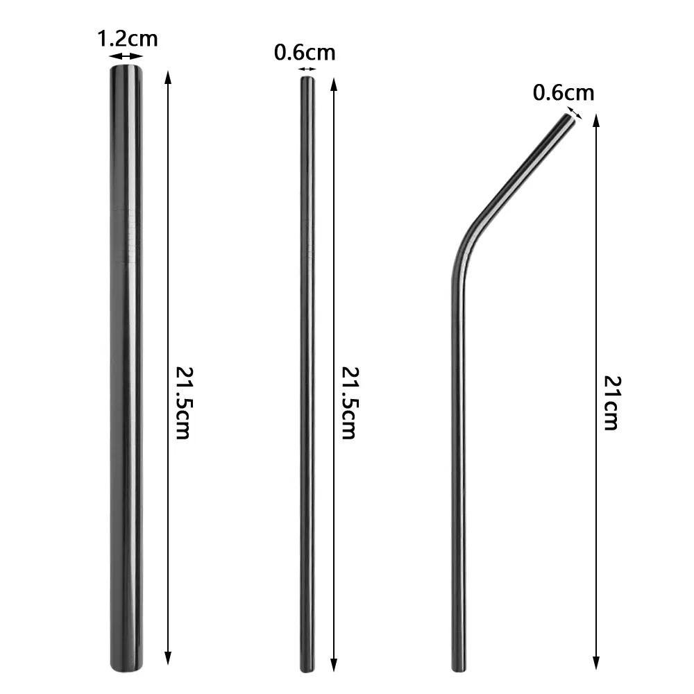 Custom Logo Rainbow Color Reusable Metal Straws Set with Cleaner Brush 304 Stainless Steel Drinking Straw Milk Drinkware Bar Party Accessory