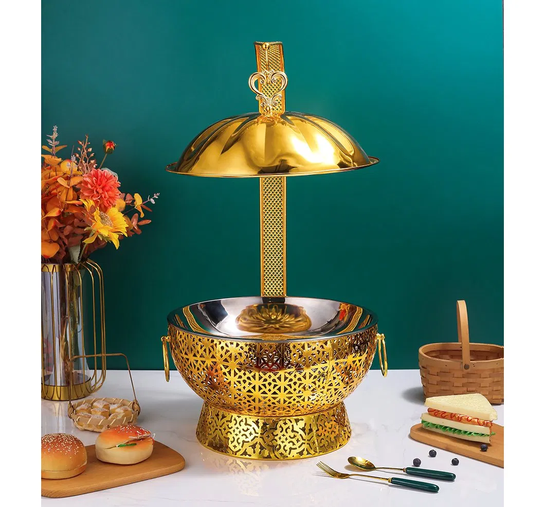 Decorative Hinged Lid Buffet Set Stove with Hanger Dome Cover