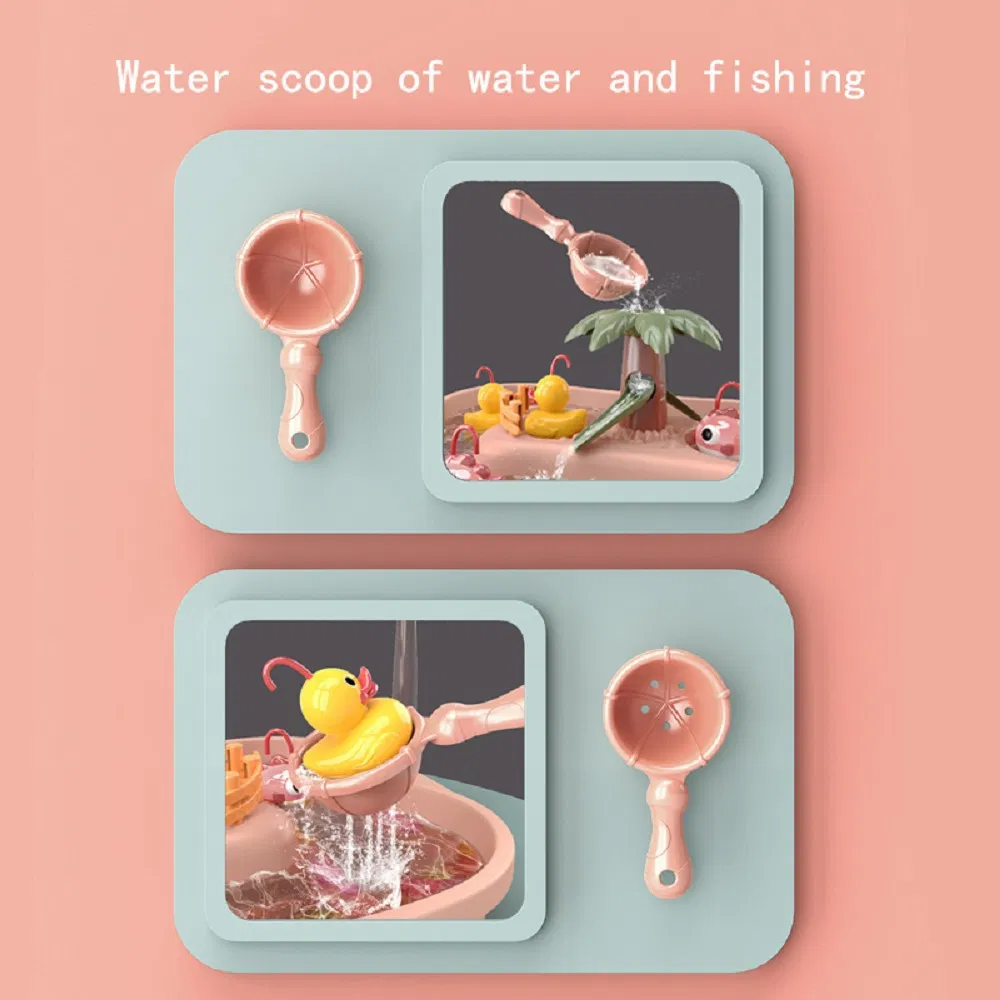 Toys Kingsland Children Magnetic Fishing Toy Music Electric Circulation Fishing Duck Fishing Platform Water Play Game Toys for Kids Gift Esg17653