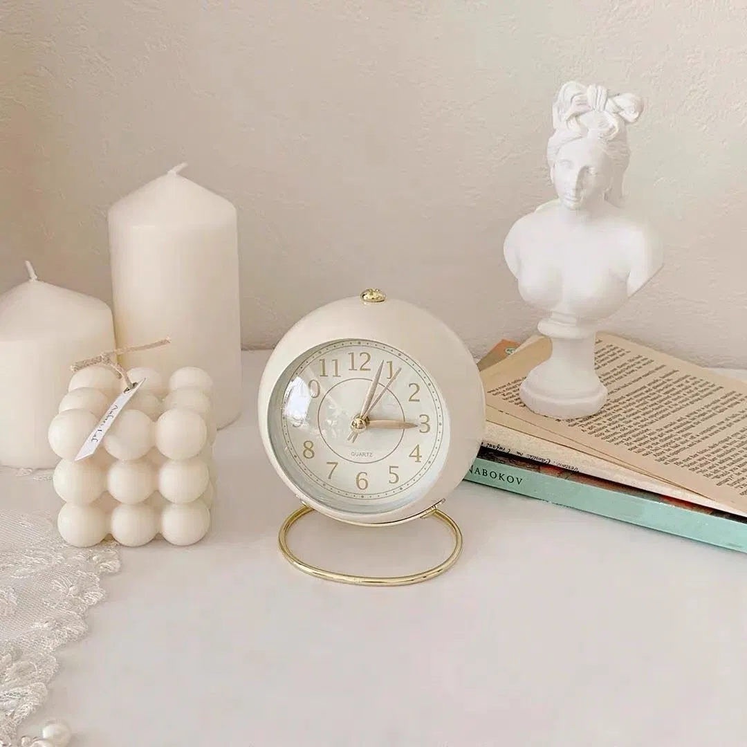 Small Table Clocks, Classic Non-Ticking Tabletop Alarm Clock