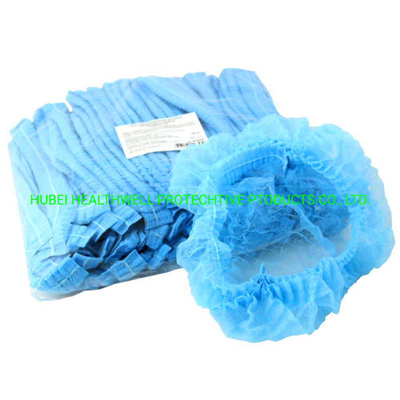 100 Pieces Disposable Nonwoven Bouffant Cap Food Service Hair Nets Caps Anti Dust Shower Elastic Caps for Kitchen Hair Salon Cover (Blue)