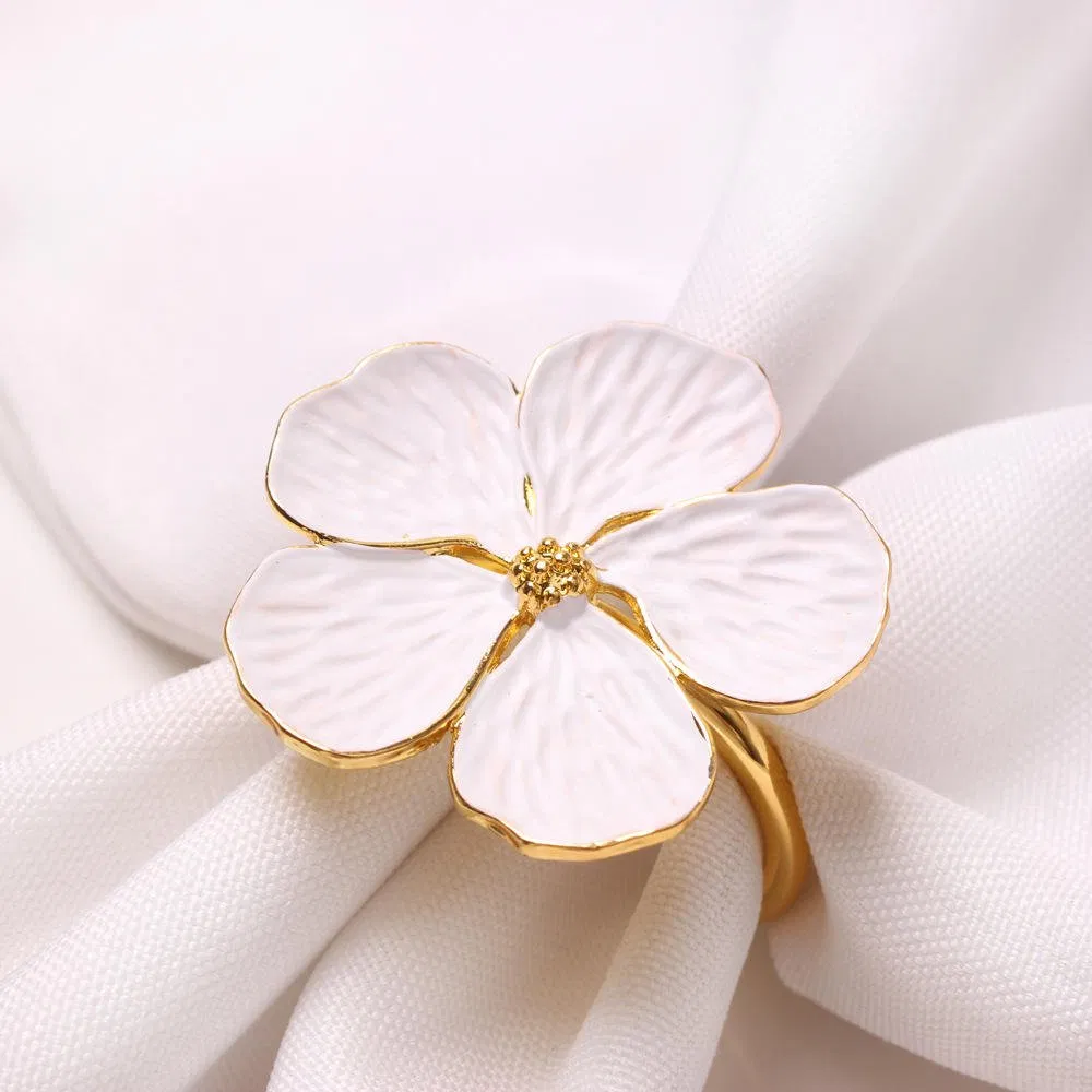 Flower Napkin Ring Eco-Friendly Metal Gold Dinner Napkin Rings for Wedding