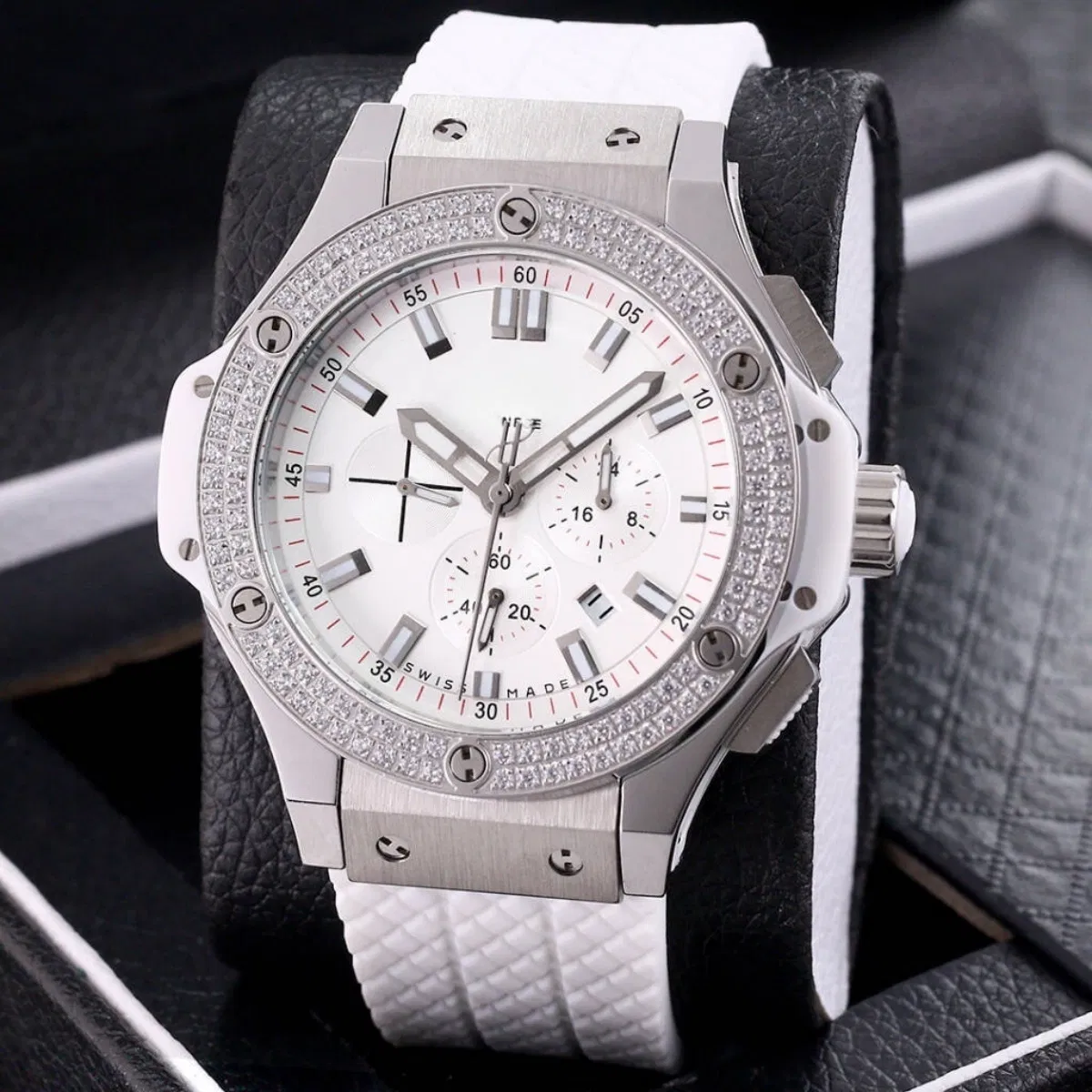 Men's Luxury Automatic Chronograph Watch Diamond Bezel Gift Watches, Quartz Watch Waterproof Sport Wristwatch Wholesale