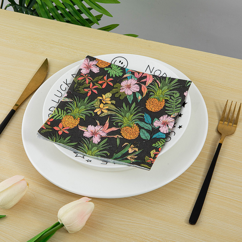 20PCS Watercolor Colorful Flower Dinner Napkins Decorative Disposable Hand Napkin