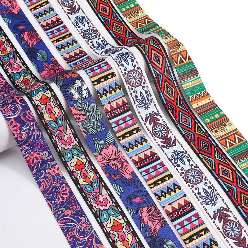 Лента полиэстер 3.8 см с печатью для одежды