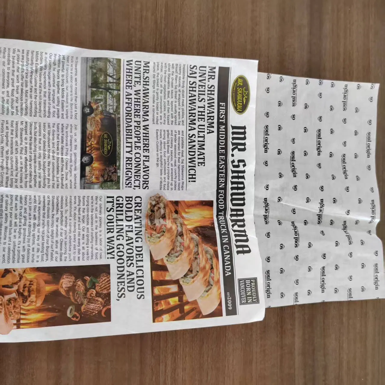 Oil-Proof Burger Wrap Baking Wax Greaseproof Placemat