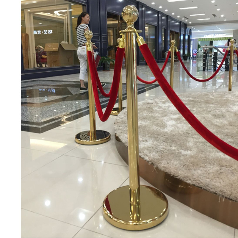 Mirror Golden 1.5m Fixed Length Rope Stanchion 95cm Height