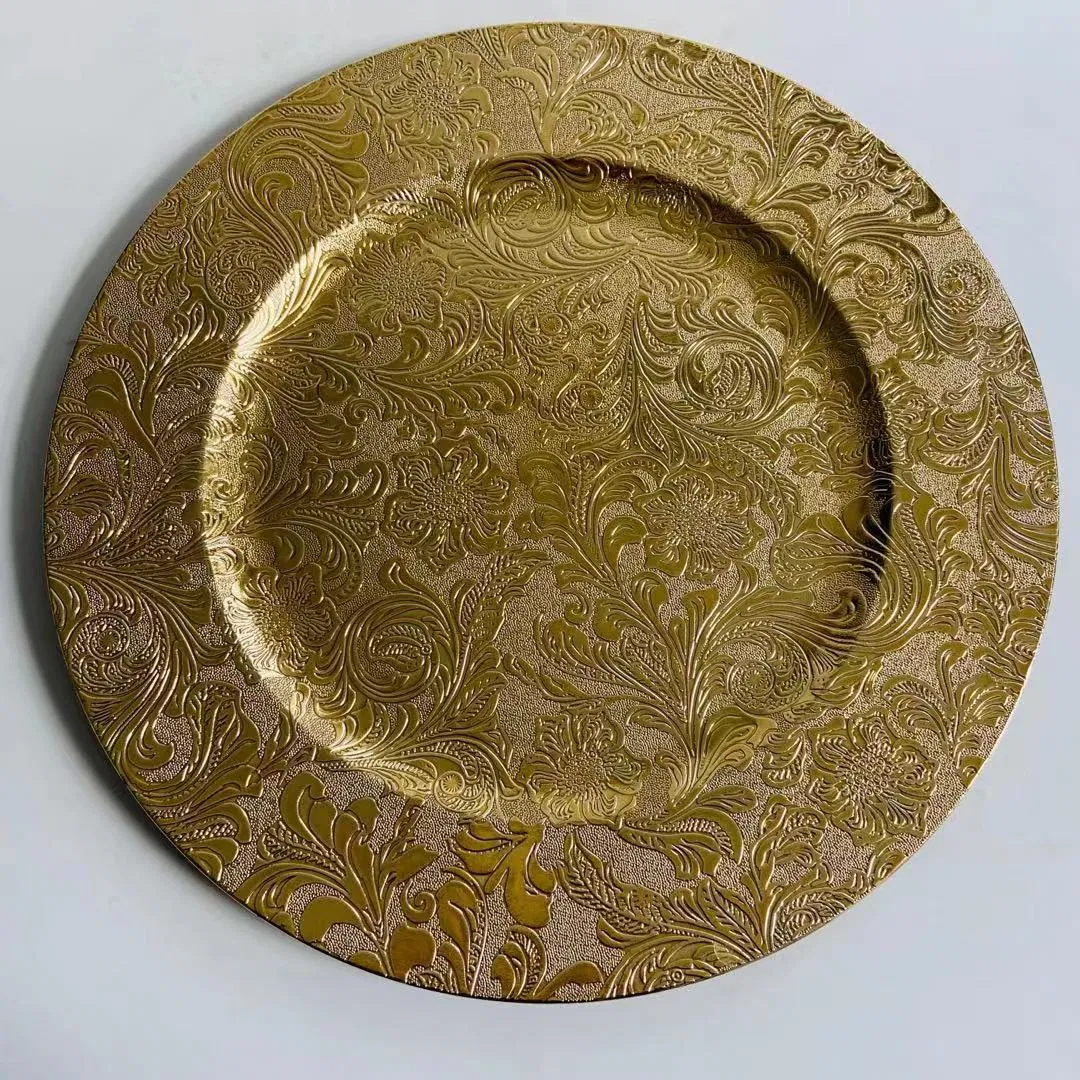 a Medieval Plastic Charger Plate with Golden Retro Patterns