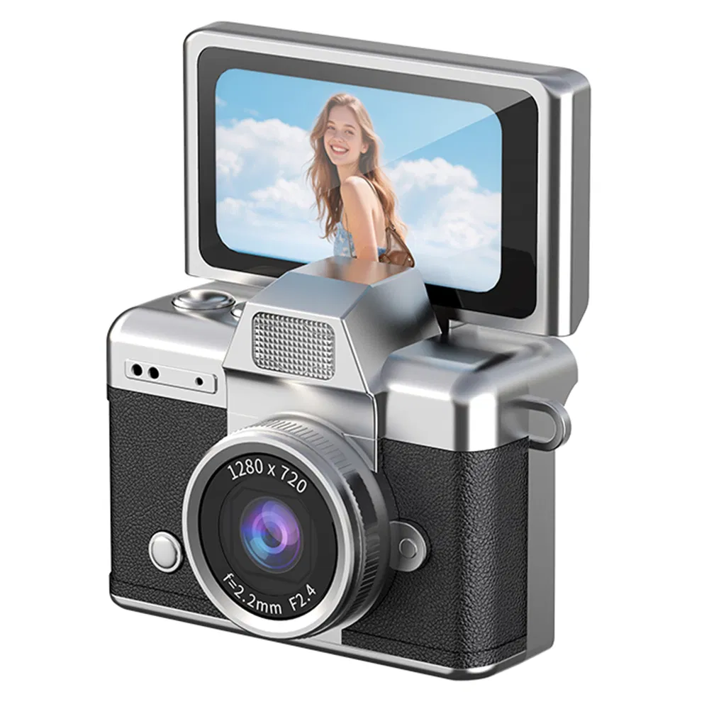 Lk-027 Mini Retro Camera - 1.47" Flip Screen, HD Video, CCD, Black