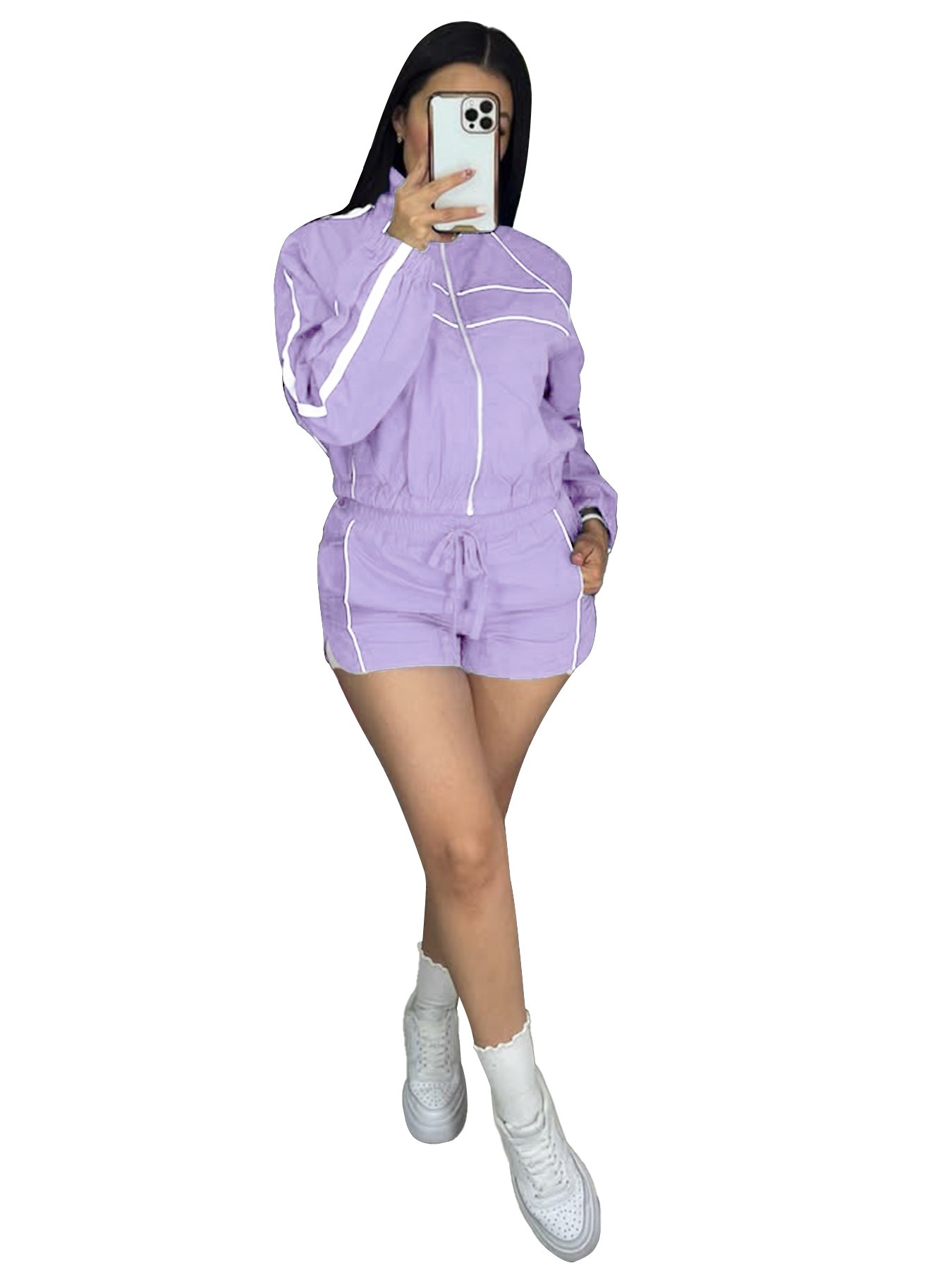 Костюм спортивный женский летний куртка и шорты для бега