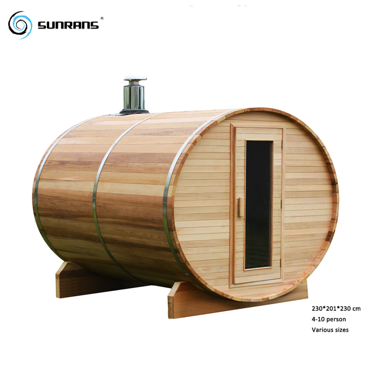 Sunrans Finland Wood 4-10 People Outdoor Barrel Sauna Room