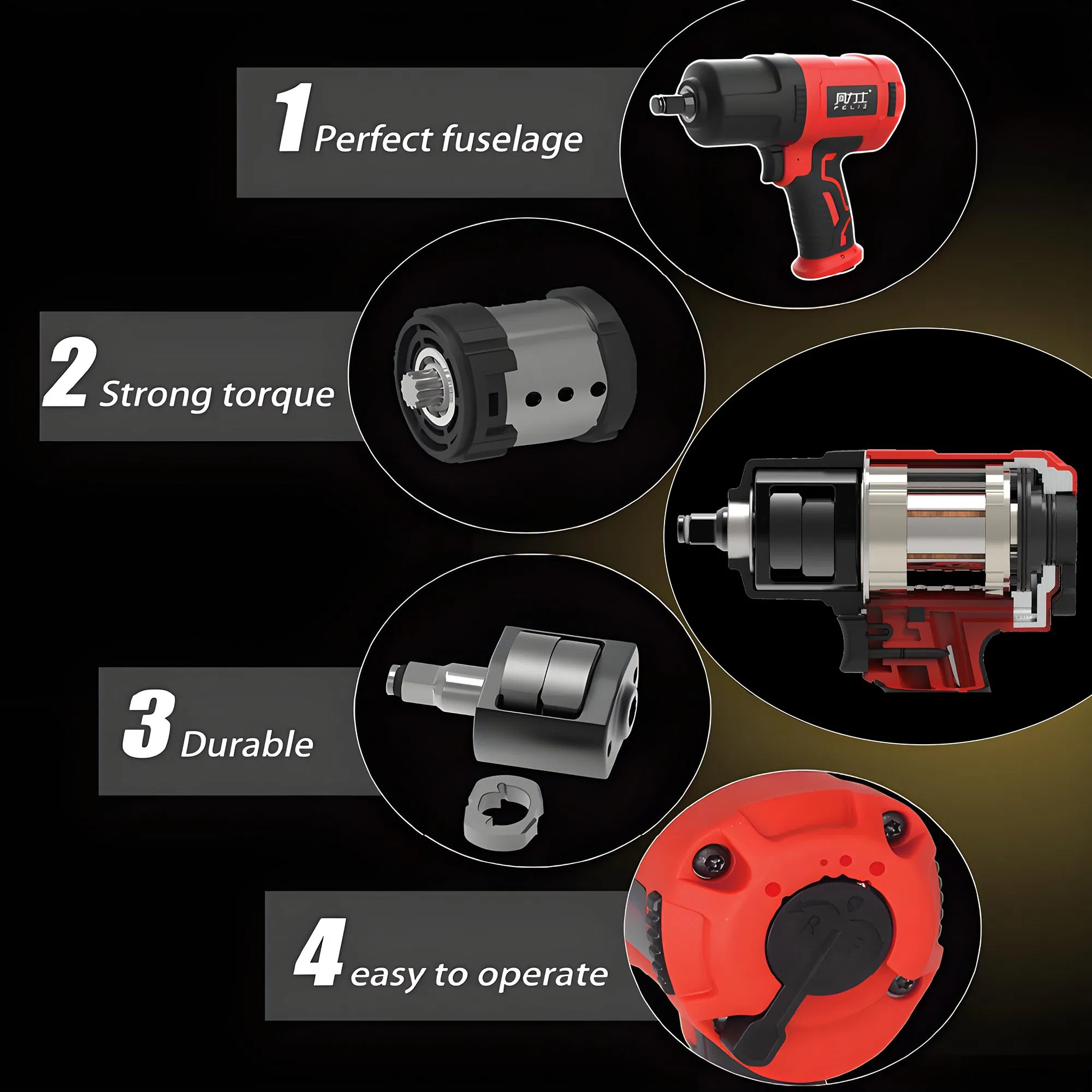Puffer Tools Heavy Duty Professional Grade 1/2 Pneumatic Air Impact Wrench with High Efficiency for Rusted Bolt Removal