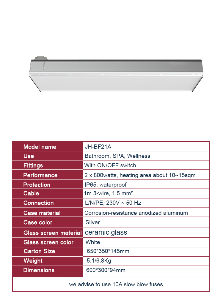 Life Smart New Design Glass Panel Infrared Heater with Ceramic Panel