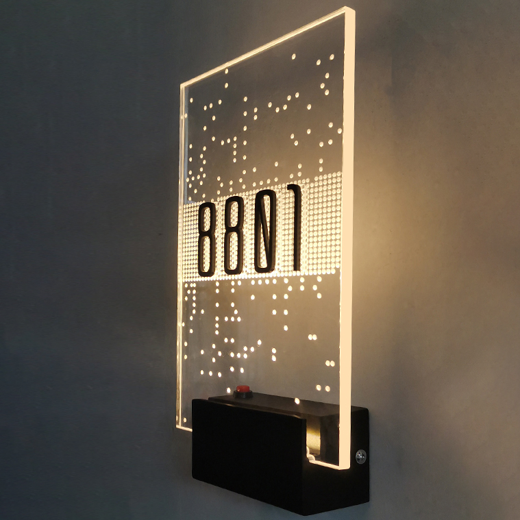 Ezd New Design Acrylic Illuminated Hotel House Door Number Sign with Light