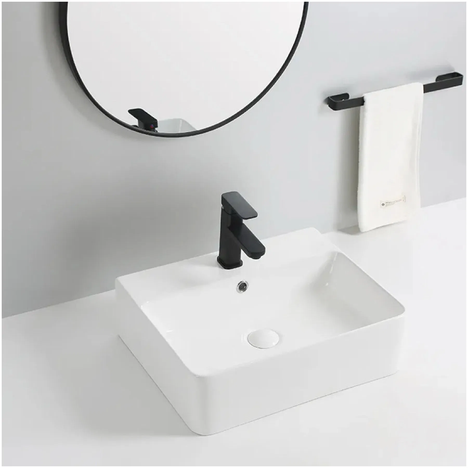 Manufacturer Wholesale Price Bathroom Small Rectangular Counter Top Porcelain Hand Wash Sink Ceramic Art Basin for Washroom