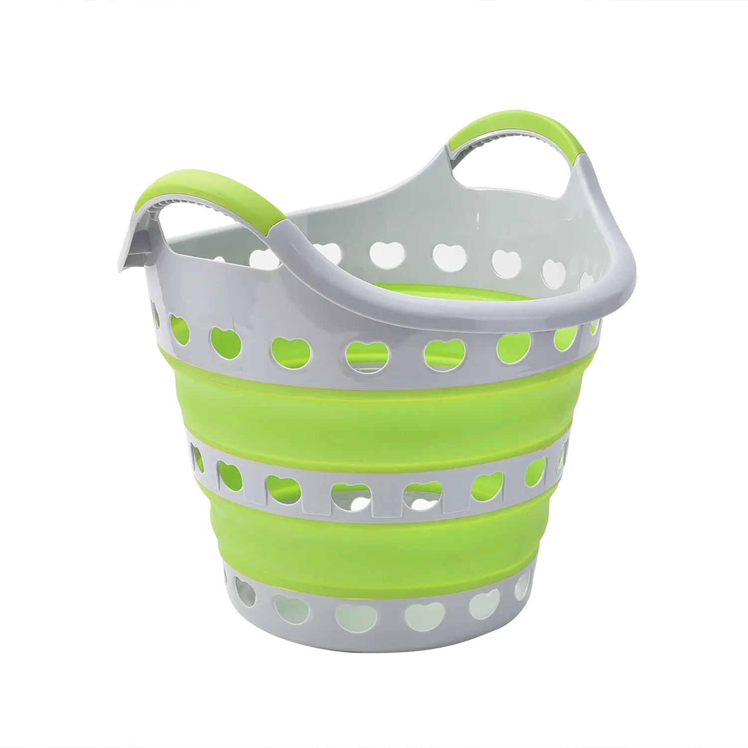 22L Green Portable Collapsible Laundry Basket Space Saving Plastic Storage Basket