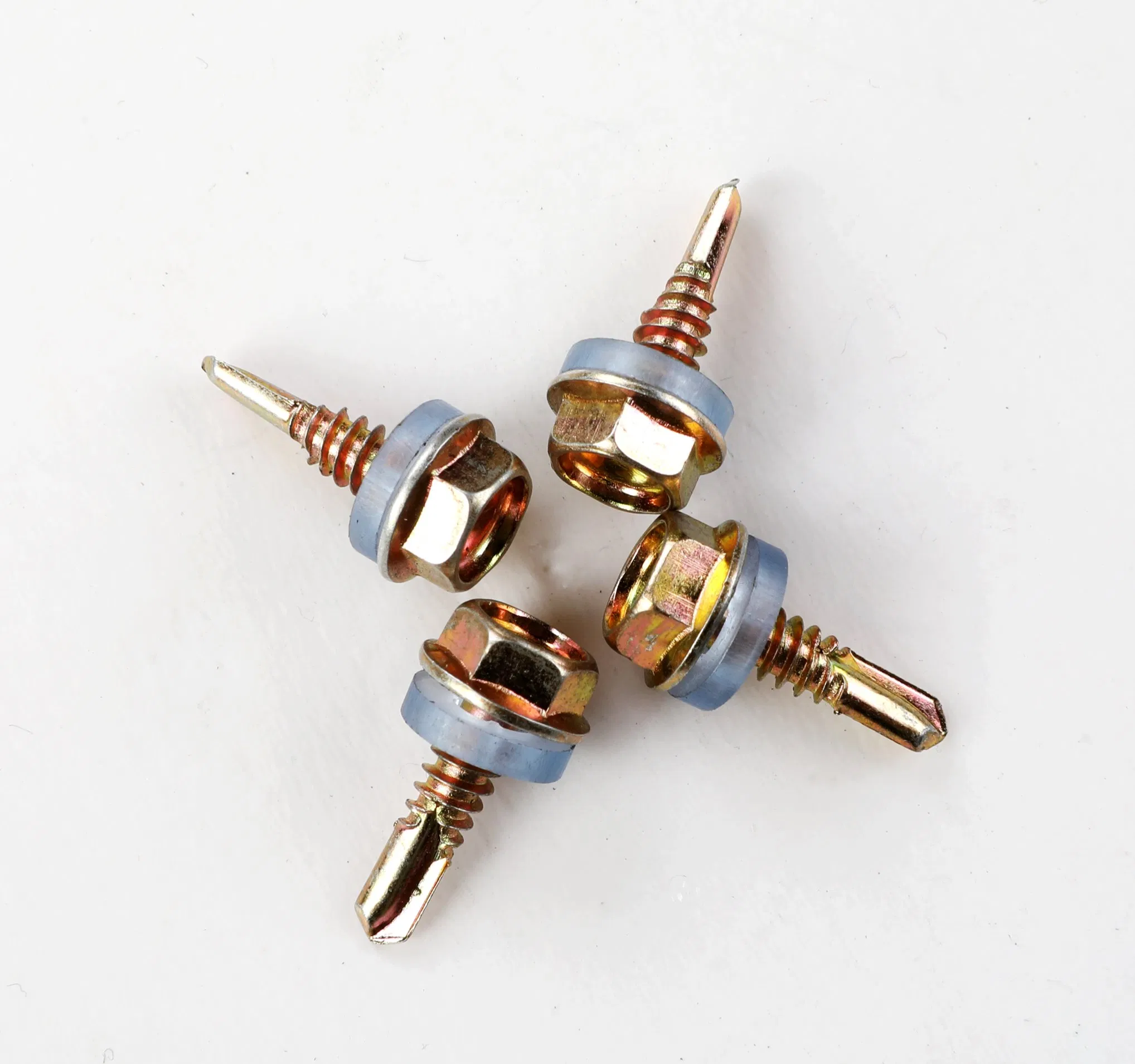 #8 #10 #12 #14 Zinc Plated Hex Washer Head Self Drilling Sheet Metal Screws with Drill Point