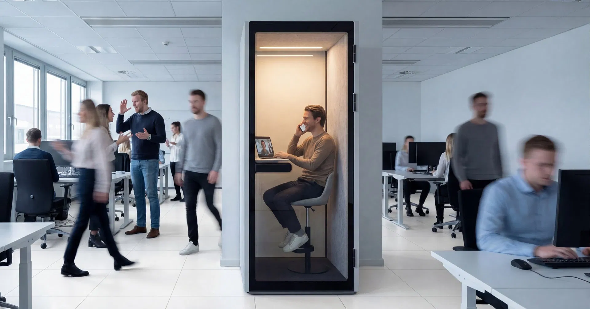 Movable Acoustic Phone Booth Soundproof Interview Pod