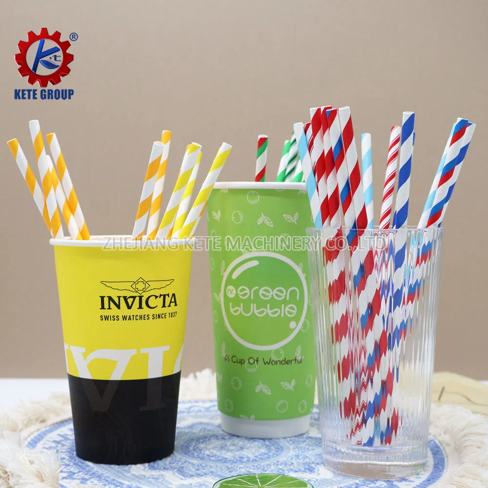Paper Straws Drink Tubes Party Black Stripe Straws for Boba Drinks Bubble Tea Happy Birthday Straw
