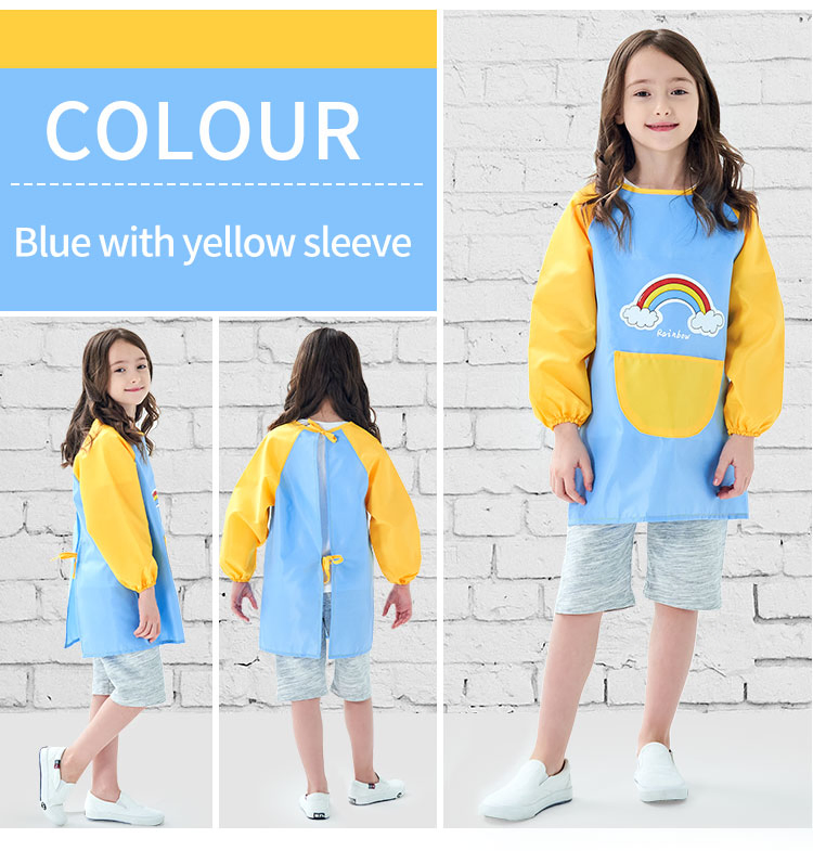 2024 Children Waterproof Art Smock Kids Painting Aprons Long Sleeve Smock