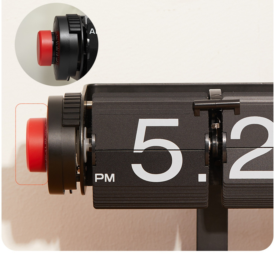 Vintage Style Digital Page Turn Adjustable Silent Quartz Movemen Desk Clock