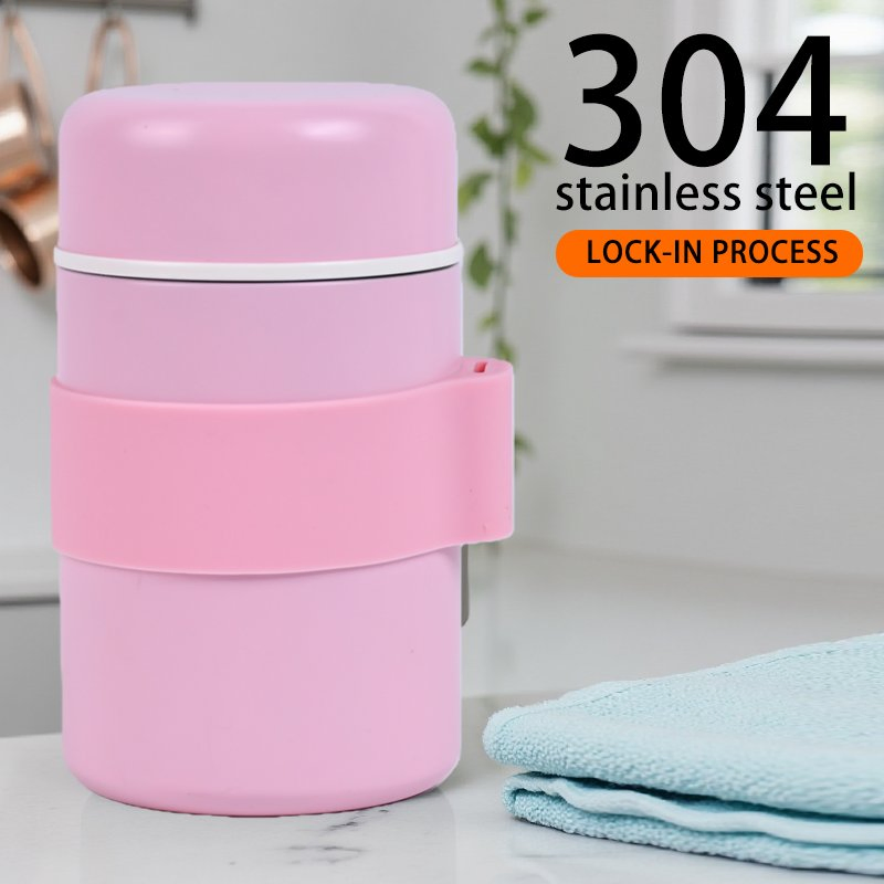 400ml BPA - Free Portable Insulated Food Jar with Built-in Spoon and Cool-Touch Outer Shell