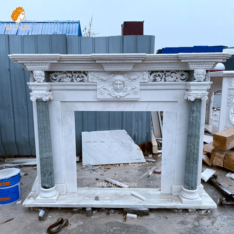 Carving Natural Stone Simple Regency Marble Fireplaces Mantel Surround