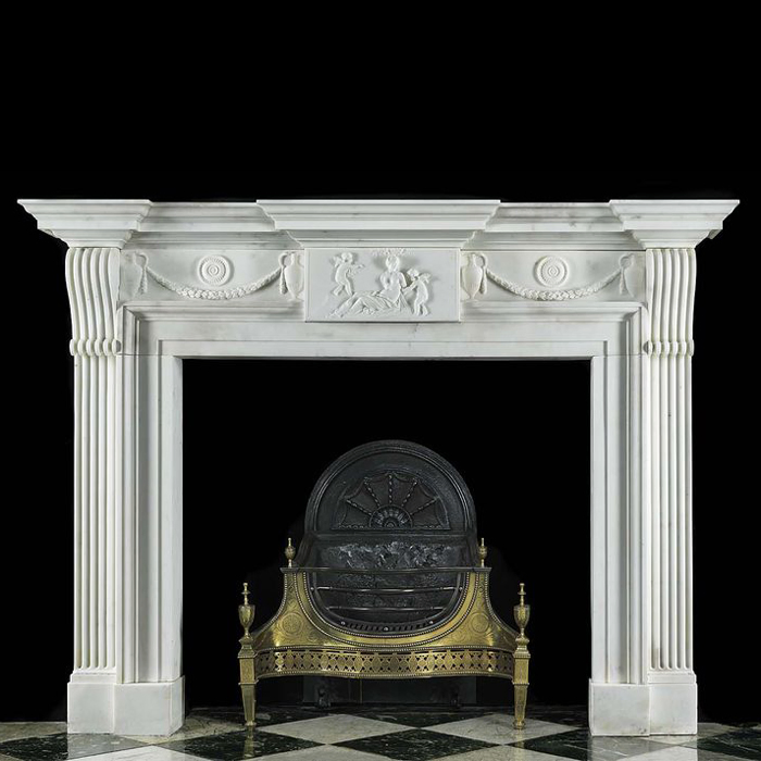 Hand Carved UK White Marble Fireplace Surround for Indoor Decoration