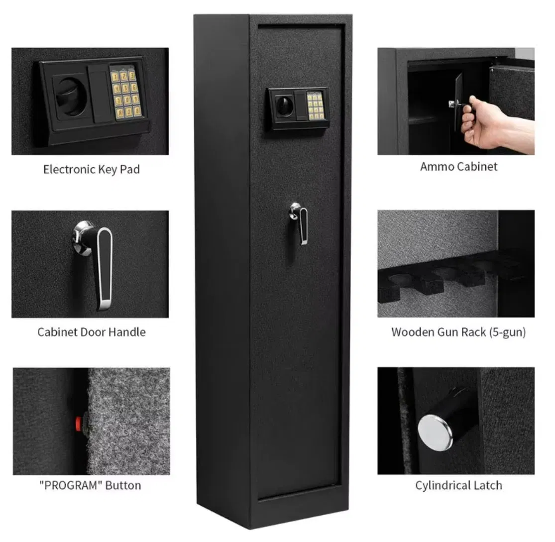 Factory Direct Sales Mechanical Key Lock Hidden Storage 5 Gun Long Gun Safe with Electronic Keypad Cabinet Security Safe
