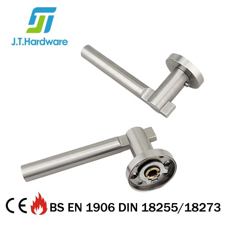 Stainless Steel Entrance Handles Lock Wooden Interior Solid Door Lever Handle