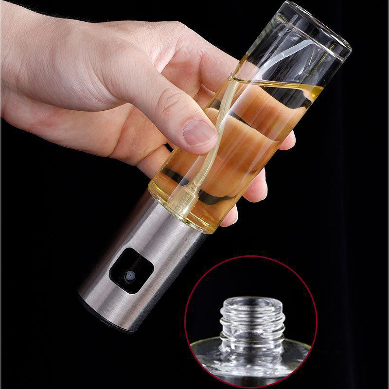 Hot Selling Glass Bottle Olive Oil Sprayer with Stainless Steel Lid for Cooking BBQ