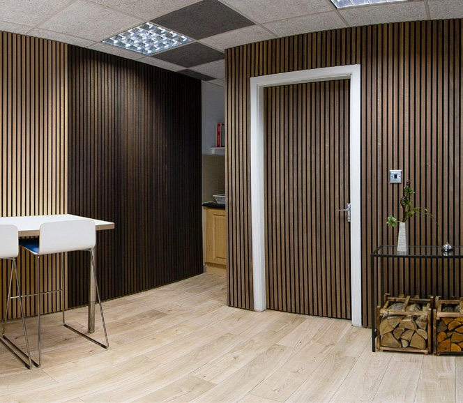AG. Acoustic Wall Covering MDF Wooden Strip Sound-Absorbing Board Pet Felt Slats Acoustic Paneling