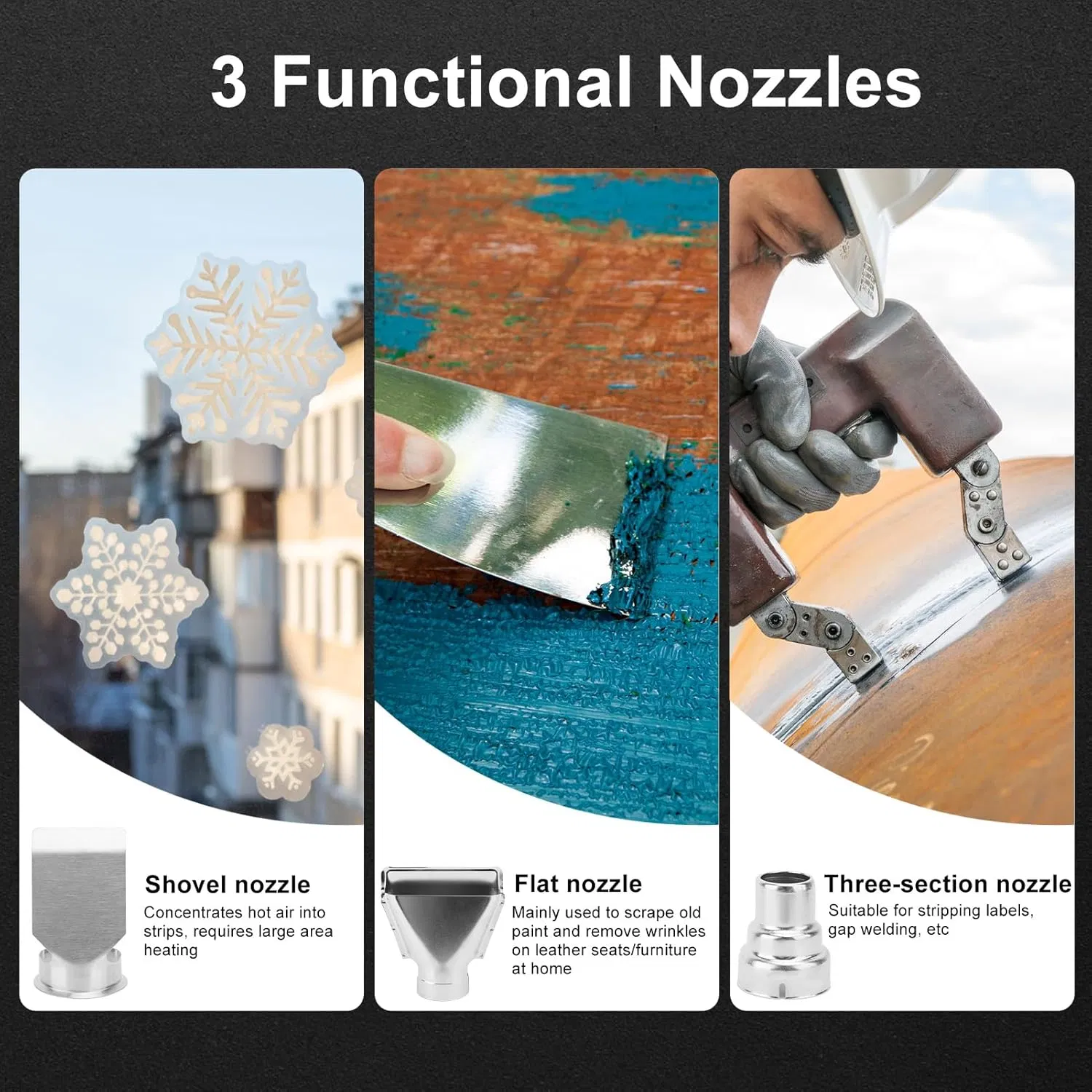 2000W Heavy Duty Hot Air Gun with 3 Nozzles Mini Heat Gun for Crafts