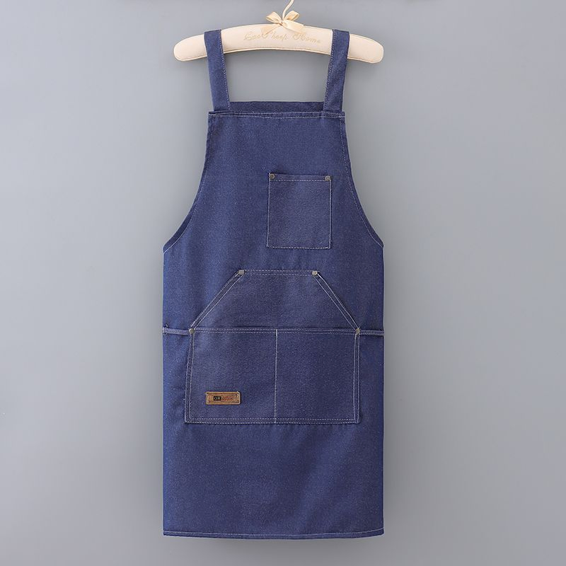 Custom Adjustable Denim Hairdresser Garden Tools Apron Kitchen Cooking Apron Nail Apron with Pockets