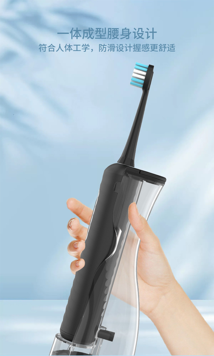 Toothbrush with Water Flosser Combo in One Rechargeable Flossing 2 Heads
