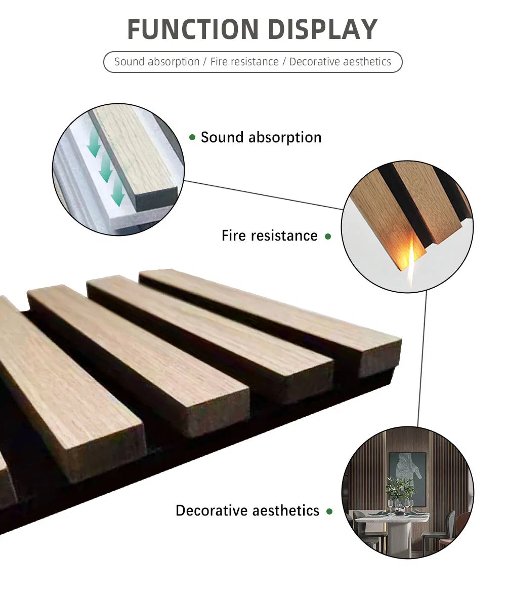 MDF Wood Slatted Wall Acoustic Felt Panels Acoustic Wood Wall Panel