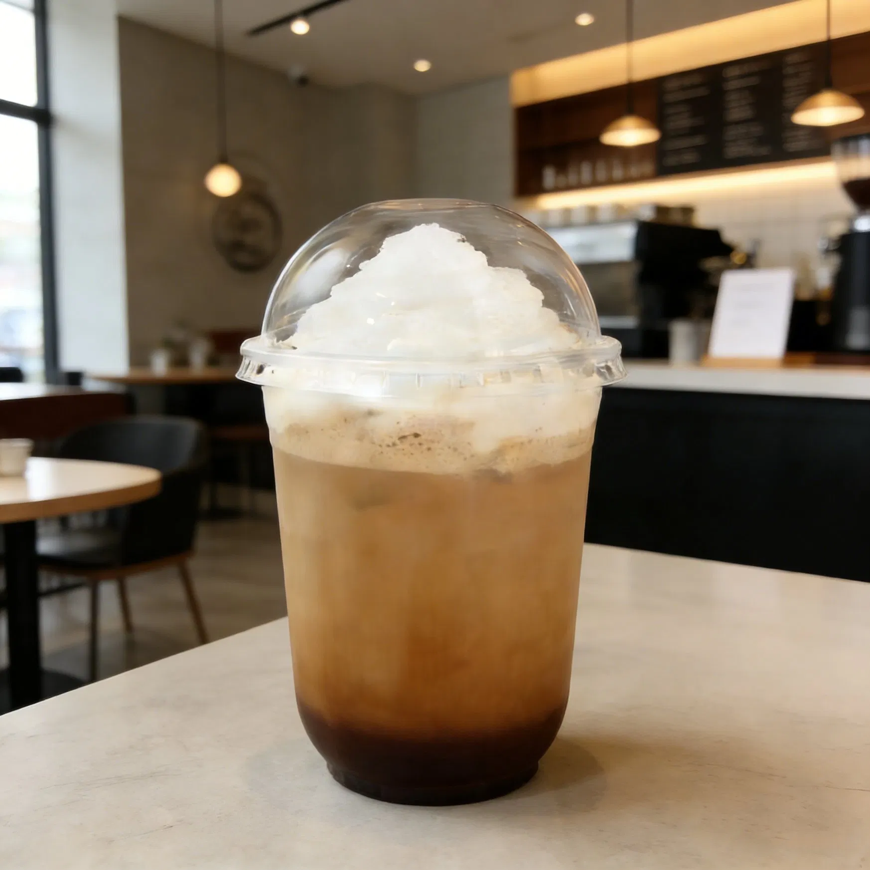 Customized Pet Plastic Cafe Cup with Lids Disposable Iced Coffee Drink Cup