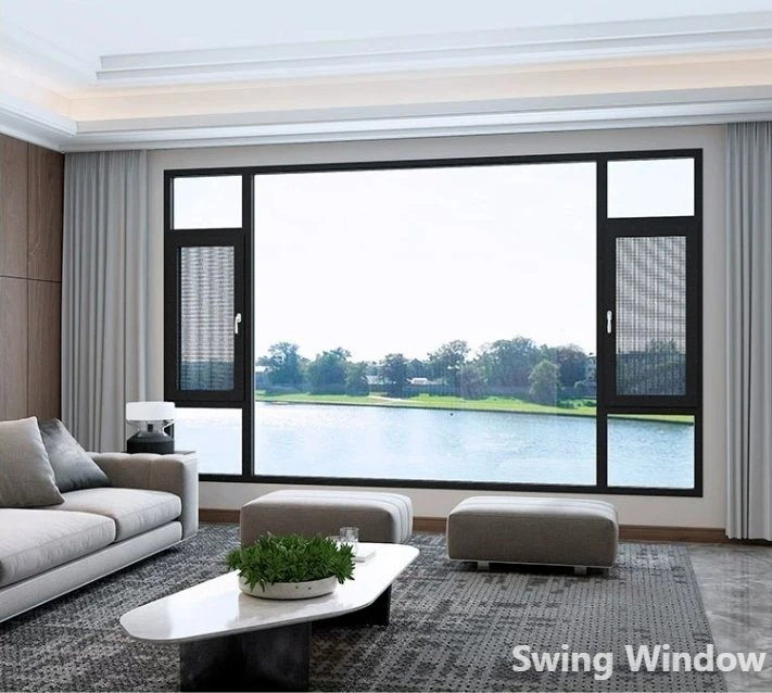Modern Standard Size Double Pane Custom Aluminum Frame Swing Bathroom Awning Casement Window
