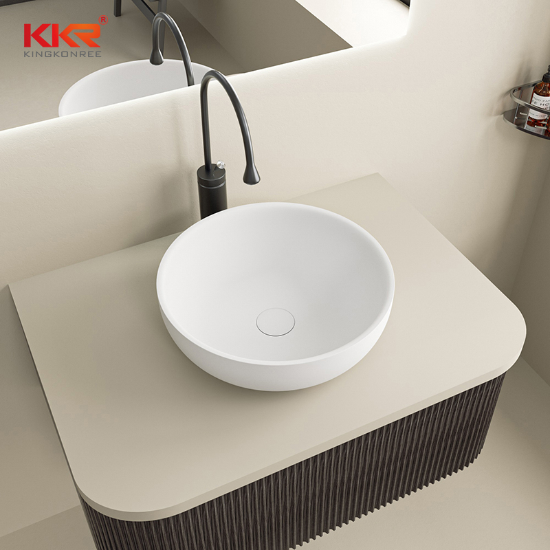 China Factory Wholesale Price Solid Surface Tabletop Wash Basin Bathroom Countertop Sink Vessel Basin