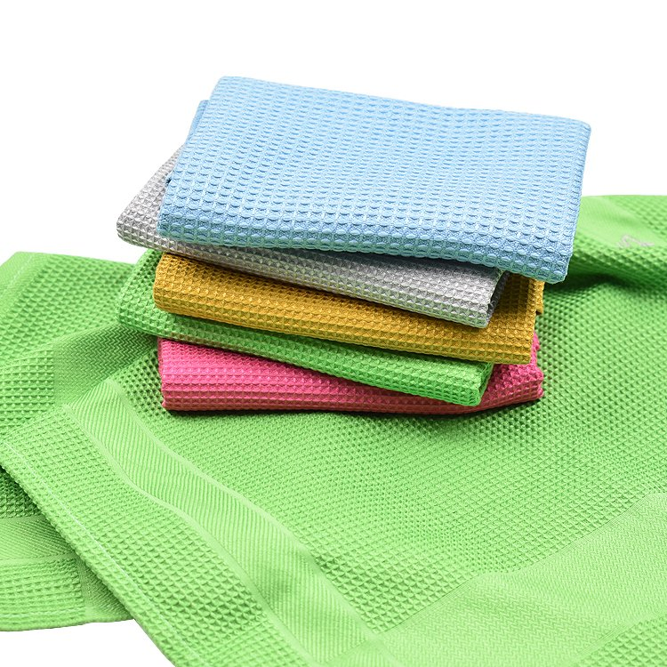 Wholesale Microfiber Waffle Kitchen Tea Towels Printing Waffle Cleaning Tea Towels