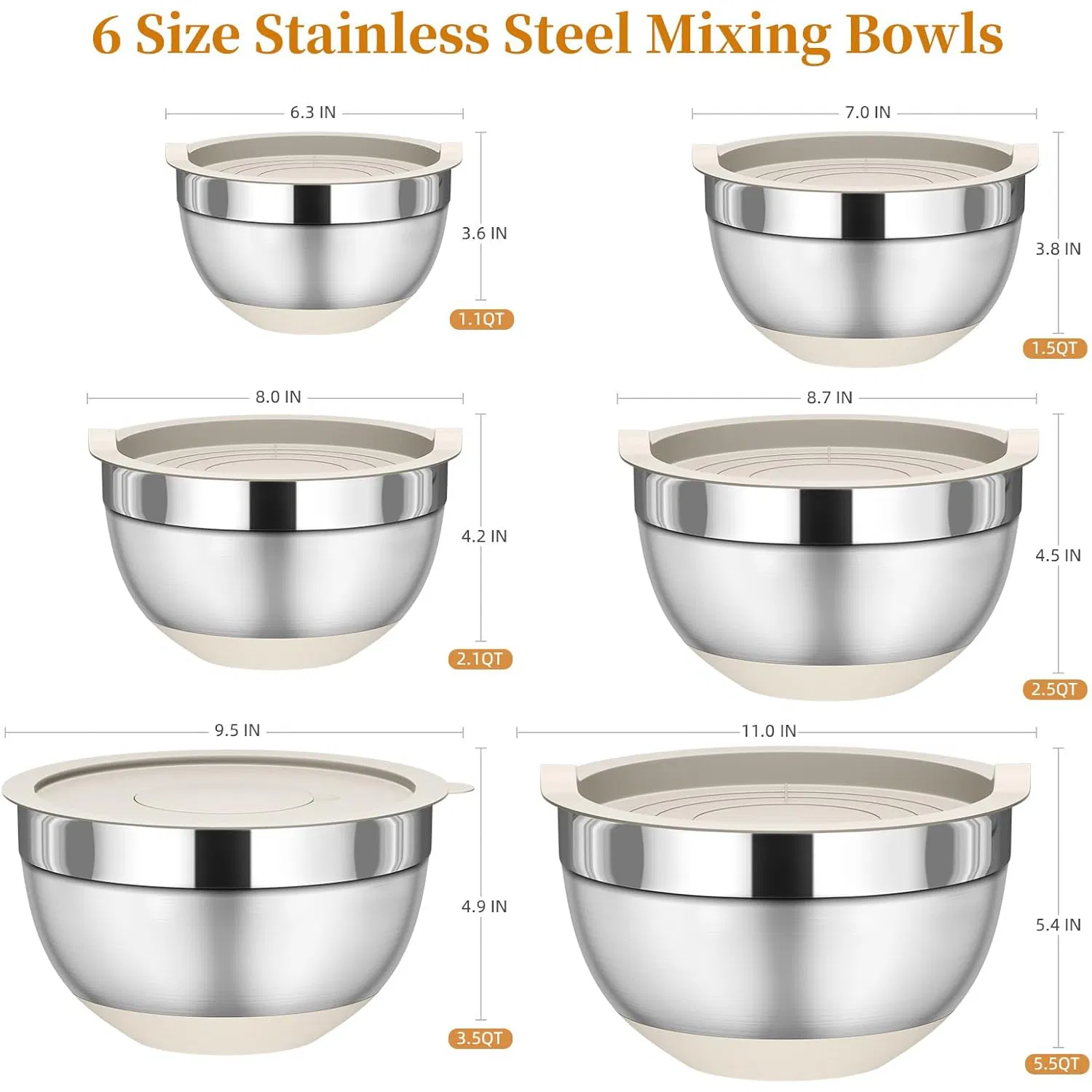 Stainless Steel Mixing Bowls with Lids
